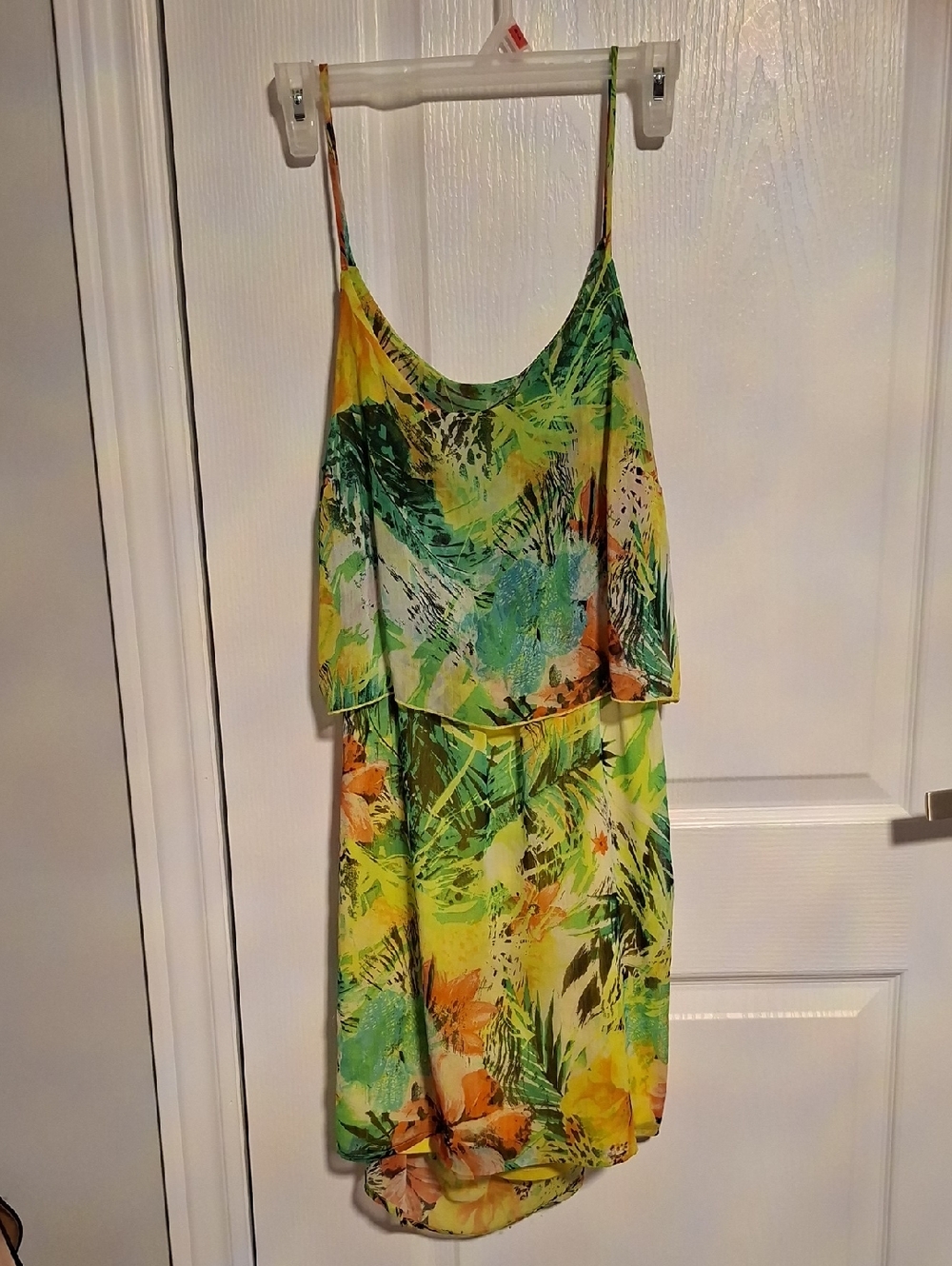 Ripe Tropical Print Spaghetti Strap Dress - Green Yellow Brown